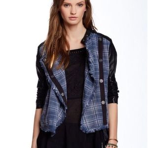 Free People Plaid Moto Jacket