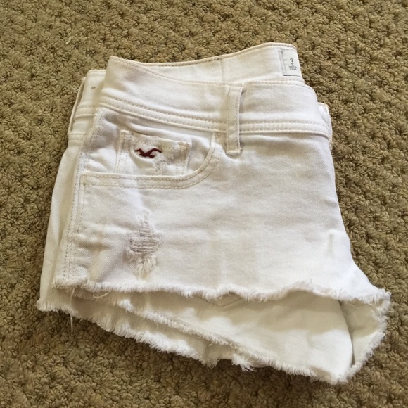 Hollister white denim shorts