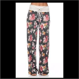 Floral Print Lounge Pants in Charcoal