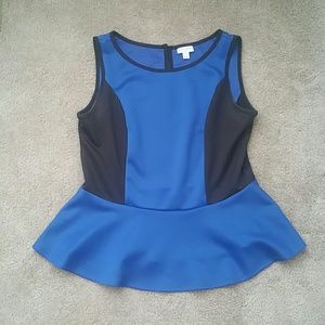 Black & Blue Peplum Top