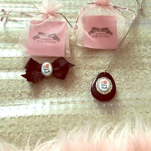Tarina Tarintino New York necklace and hair bow