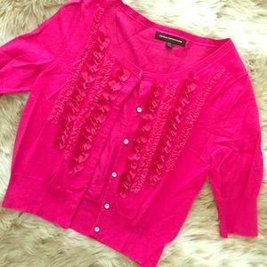 Express; Bright Pink Short Sleeved,Cropped Sweater