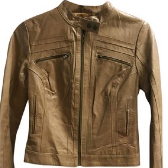 Arden B 100% leather tan/camel jacket