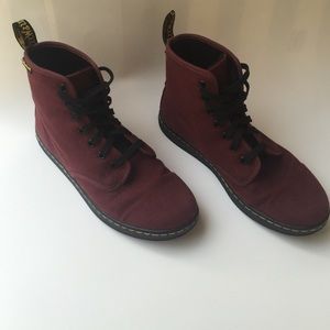 Dr. Martens cherry red canvas boots size 8