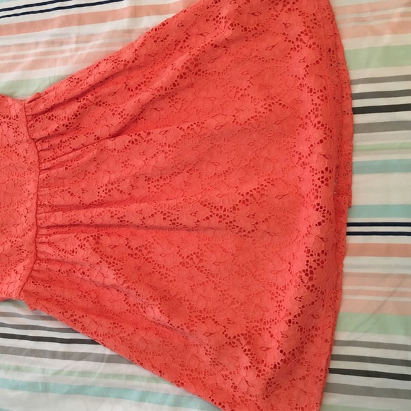 New! Floral lace patterned coral dress! - Picture 2 of 4