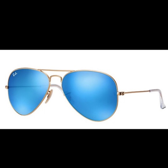 Blue Flash Aviators with Gold Lenses by Ray Ban