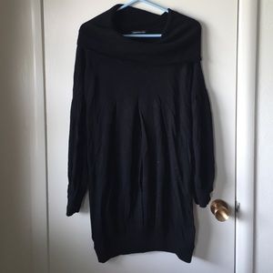 Long-sleeved black sweater dress