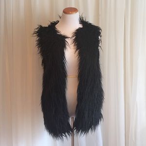 Black shag vest