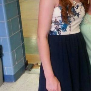 Floral social blue dress