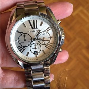 Michael Kors silver oversized watch unisex