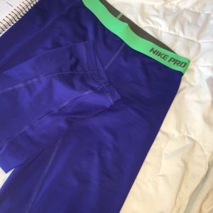 Blue and green Nike pro dri-fit spandex