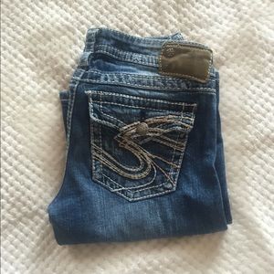 Silver Distressed Bootcut Jeans