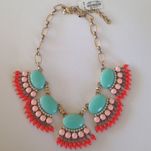 J. Crew Jewelry - J.Crew Turquoise, Pink & Orange Statement Necklace