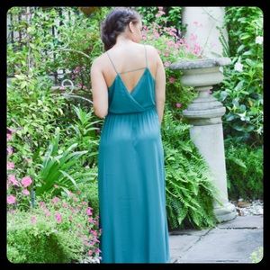 Loft Green Silky Maxi Dress
