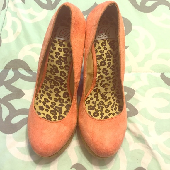 Orange suede like espadrilles size 10