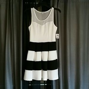 Black and white striped dress