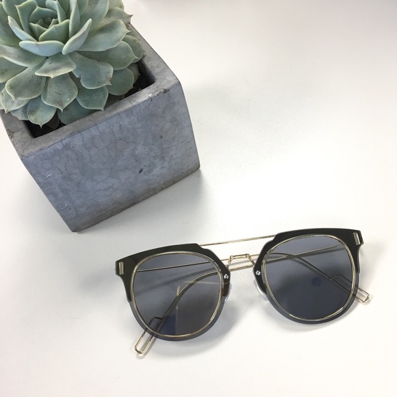 RGL Collection Accessories - Grey & Gold Double Bridge Sunglasses