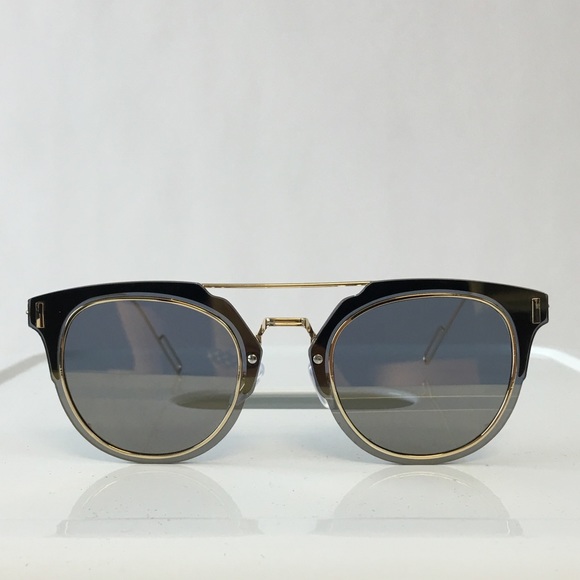 Grey & Gold Double Bridge Sunglasses - Picture 2 of 4