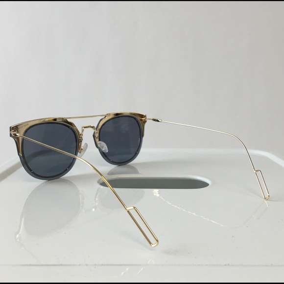 Grey & Gold Double Bridge Sunglasses - Picture 3 of 4