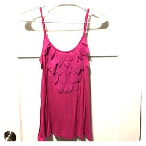 feathered tank top with adjustable straps