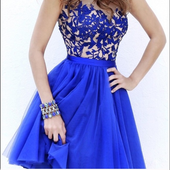 Sherri Hill short blue dress size 0