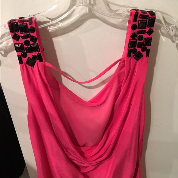 Tibi pink with black detail dress.