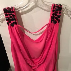 Tibi pink with black detail dress.