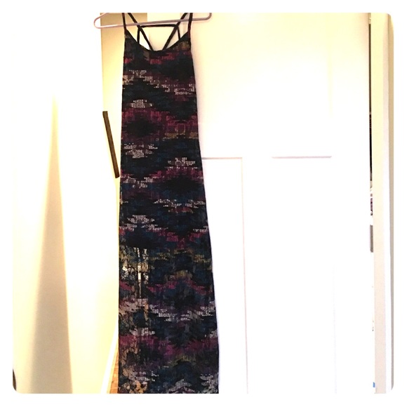 Maxi with colored overlay & sheer after the knee. - Picture 1 of 3
