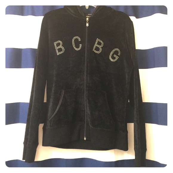 Tops - Black Velour BCBG hoodie
