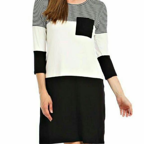 LAST 1! Stripe contrast colorblock shift dress