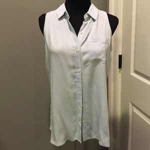 NWT light blue button up sleeveless shirt