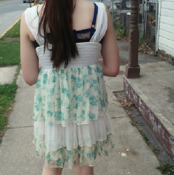 Blue and white floral print dress - Picture 2 of 3