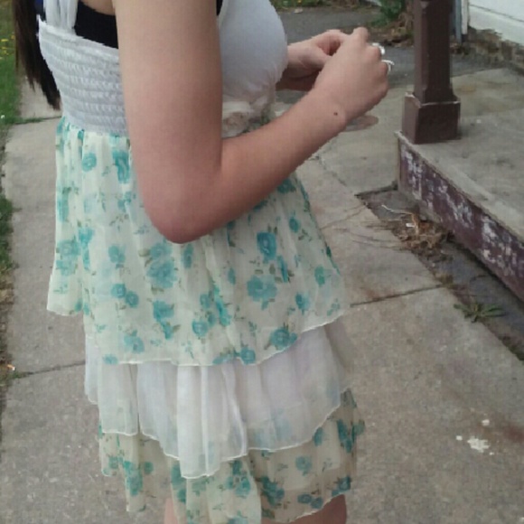 Blue and white floral print dress - Picture 3 of 3