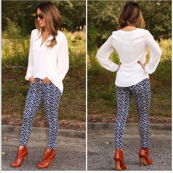 Whole outfit !! Printed pants &a white shirt.