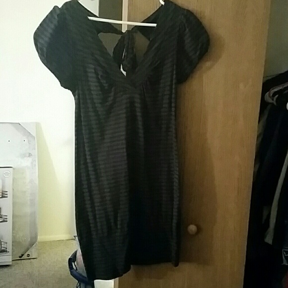 Gray & black stripped mini dress