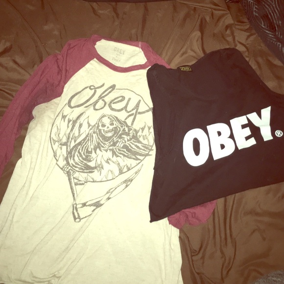 TWO OBEY TOPS FOR ONCE PRICE