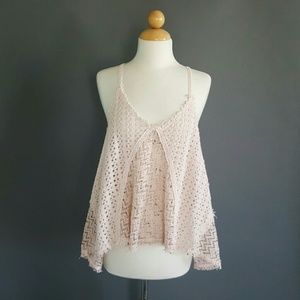 Free People Crocheted Pink Tank