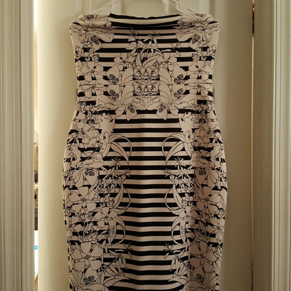 Black & white Strapless Dress