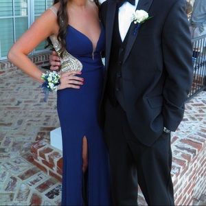 BLUE TERANI COUTURE PROM DRESS