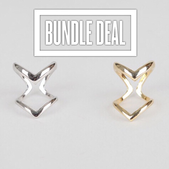 Bundle of 2 Chevron Rings - Picture 1 of 1