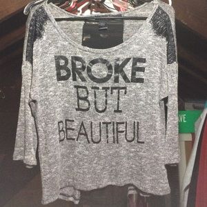 Black & Gray high/low crop top. Wet Seal