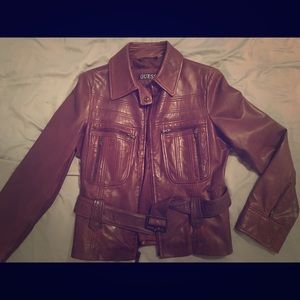 Guess brown leather jacket