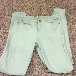 Mint blue skinny jeans!