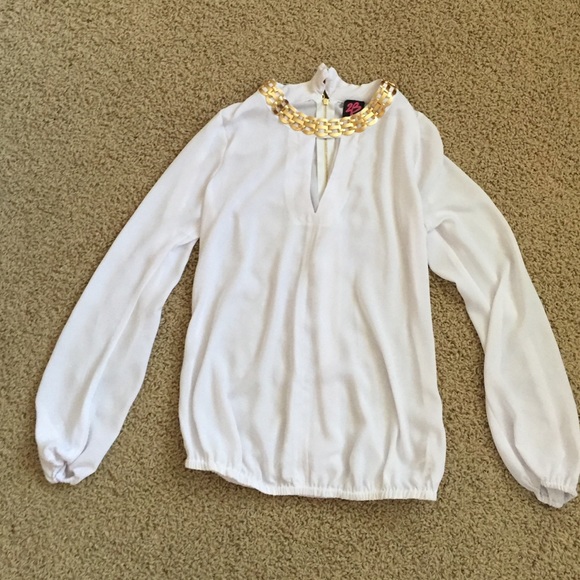 BEBE sheer white dressy top!