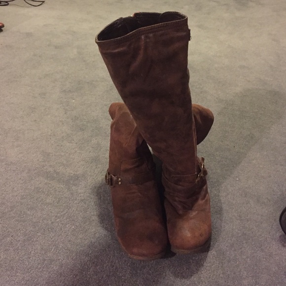 Suede Brown Knee High Boots