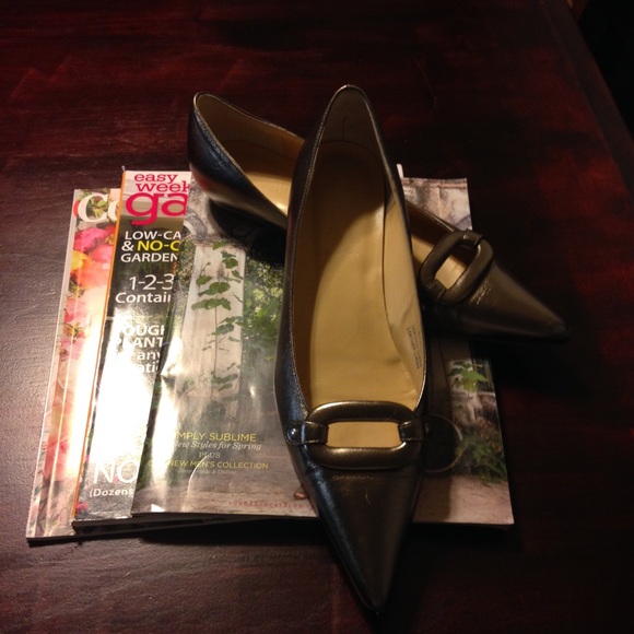 J Crew Bronze made in Italy pointed toe flats.