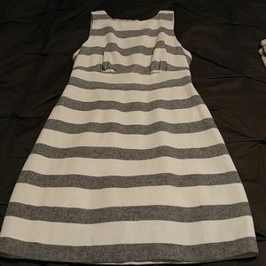 Creme and Navy JCrew lined knee length dress