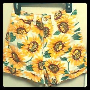 American Apparel High Waist Sunflower Shorts