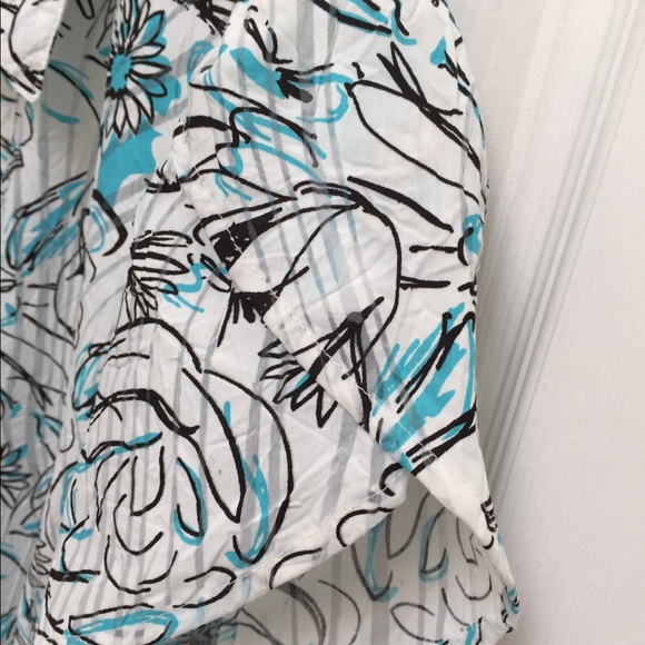 Business Casual 2000's Collared Blue Spring Blouse - Picture 3 of 4