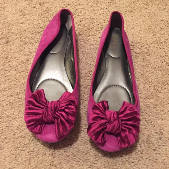 Raspberry Bowed Ballet Flats